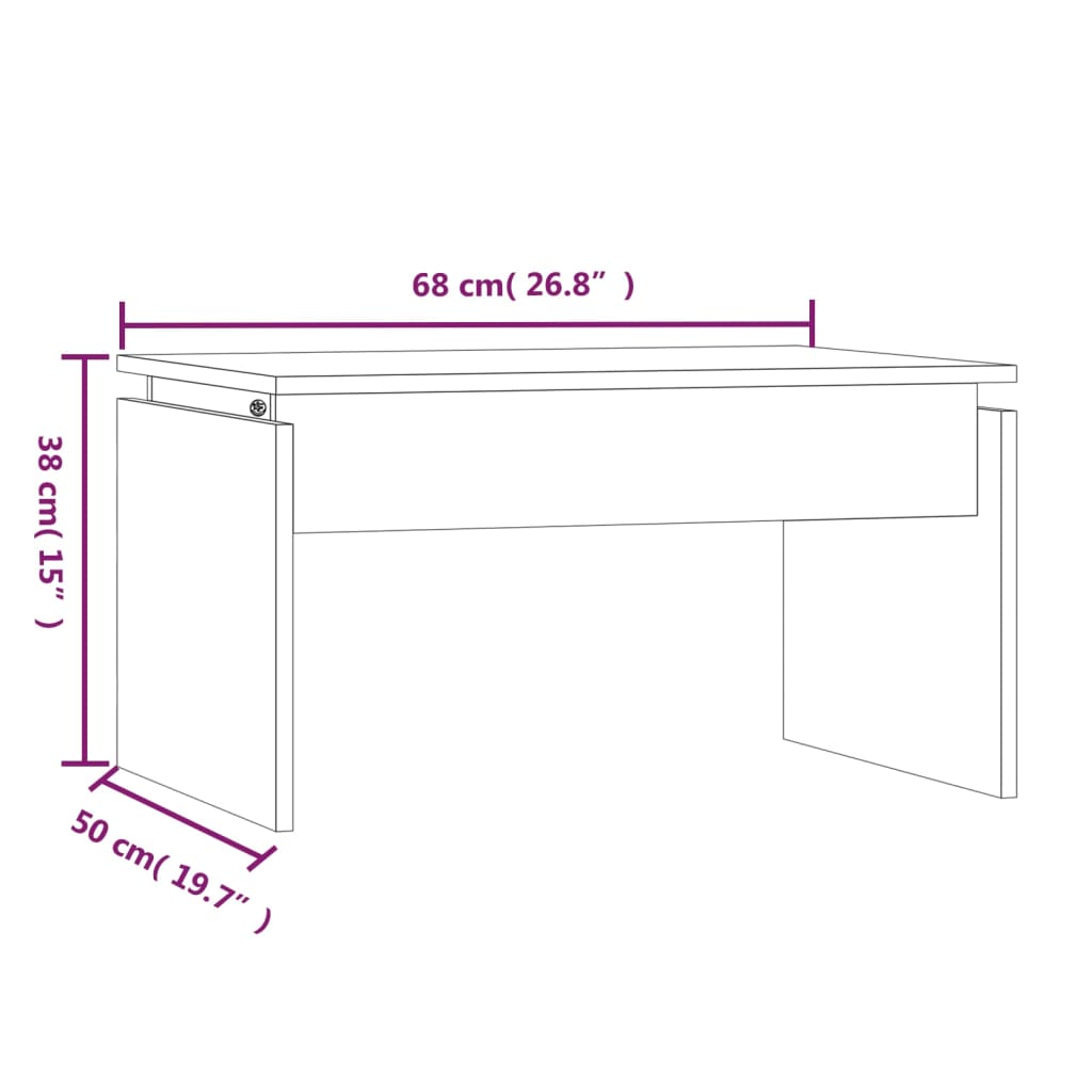 Mesa de centro 68x50x38 cm derivados de madeira cinza sonoma