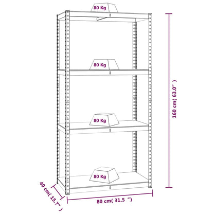 Estante 4 prateleiras 3 pcs madeira processada/aço antracite