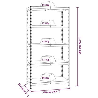 Estante 5 prateleiras 2 pcs madeira processada/aço antracite