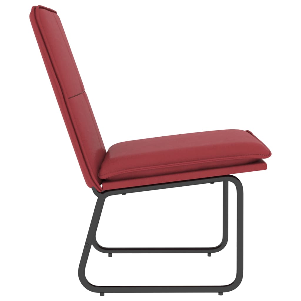 Cadeira Nalu Lounge em Couro Artificial - Vermelho Tinto - Design Moderno