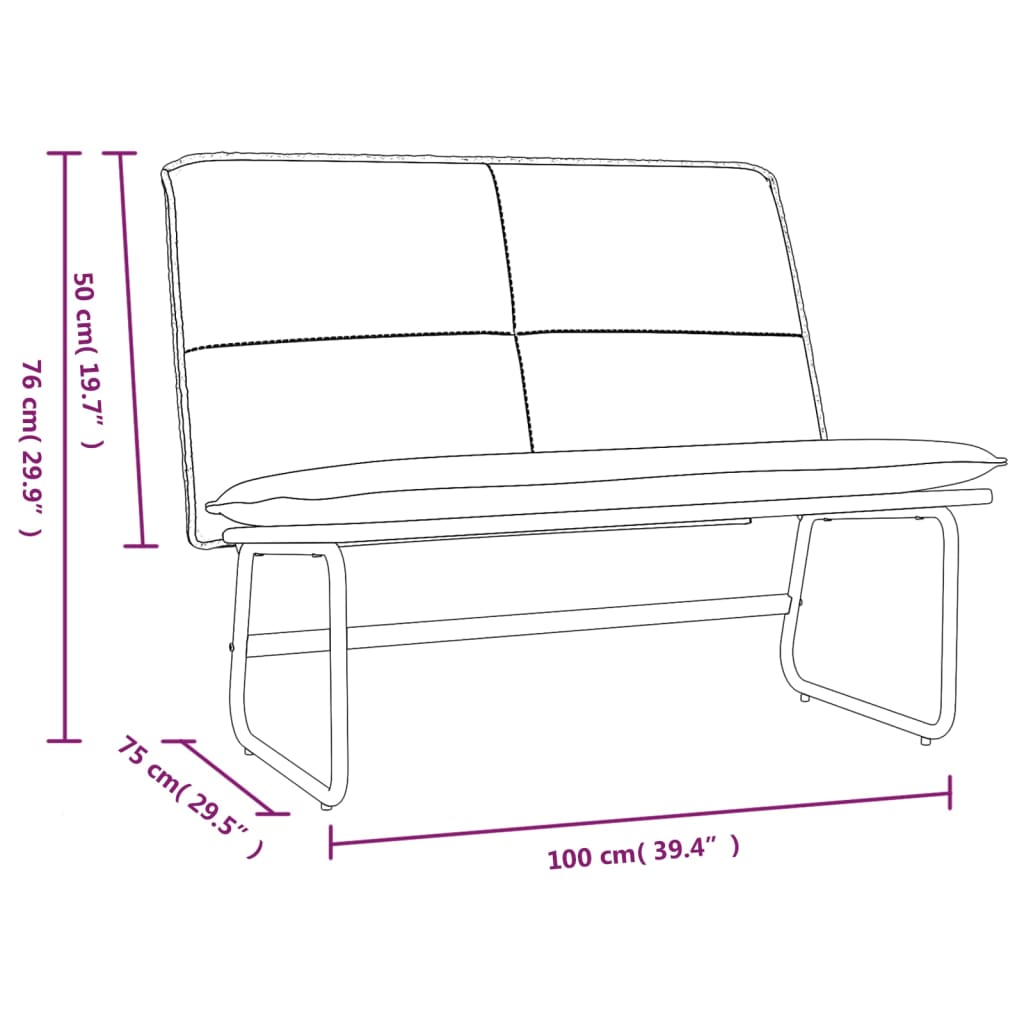 Banco 100x75x76 cm couro artificial cinzento