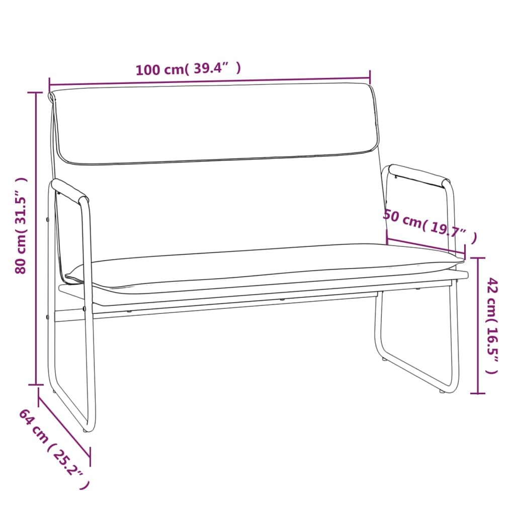 Banco 100x64x80 cm couro artificial preto