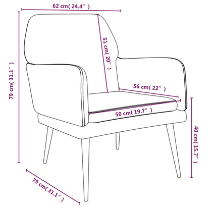 Cadeira c/ apoio de braços 62x79x79 veludo cinzento-claro