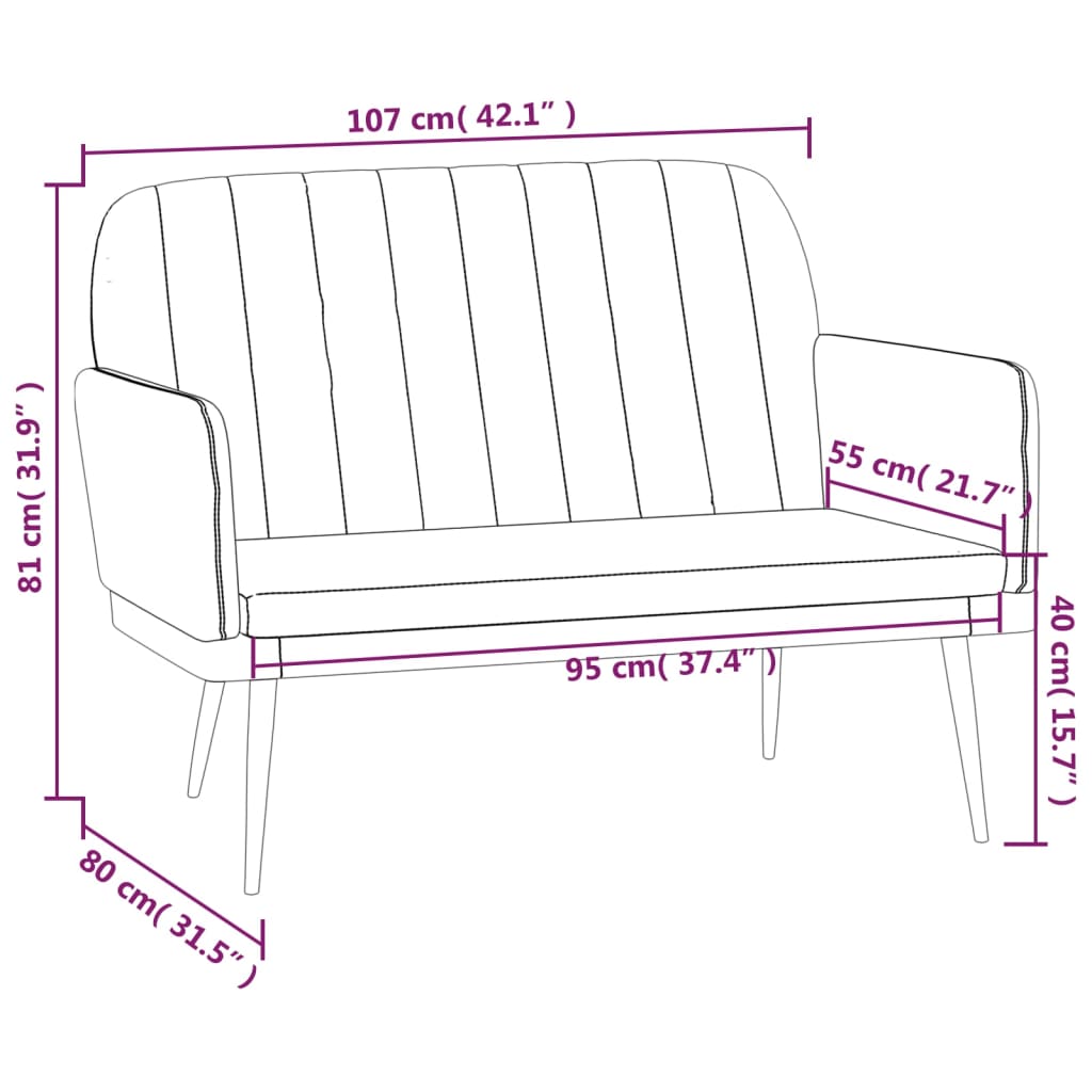 Banco 107x80x81 cm couro artificial cor creme