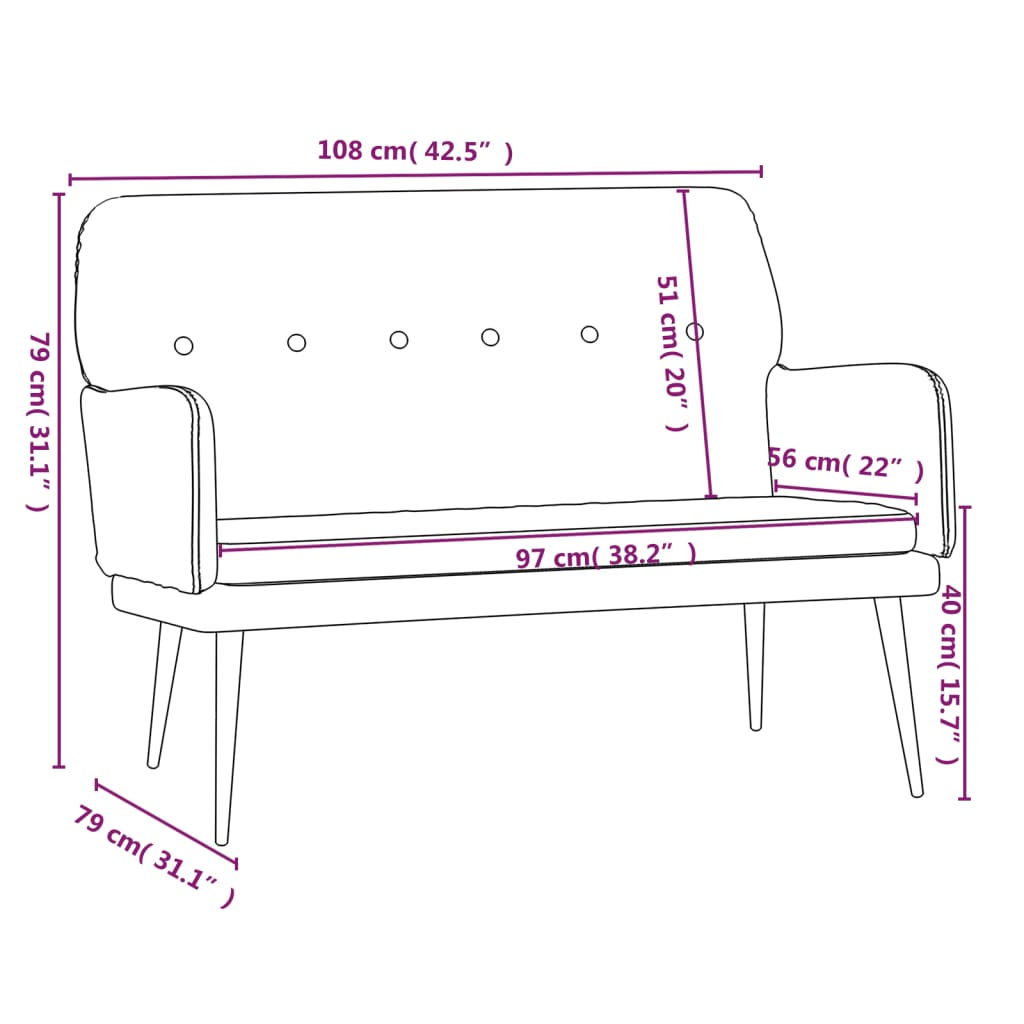 Sofá Stand - Em Veludo - Cor  Cinzento Claro - Estrutura de Metal com Assento e Apóios de Braços Densamente Acolchoados - 108x79x79 cm - Design Moderno