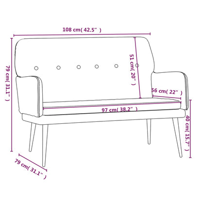 Sofá Stand - Em Veludo - Cor Azul - Estrutura de Metal com Assento e Apóios de Braços Densamente Acolchoados - 108x79x79 cm - Design Moderno