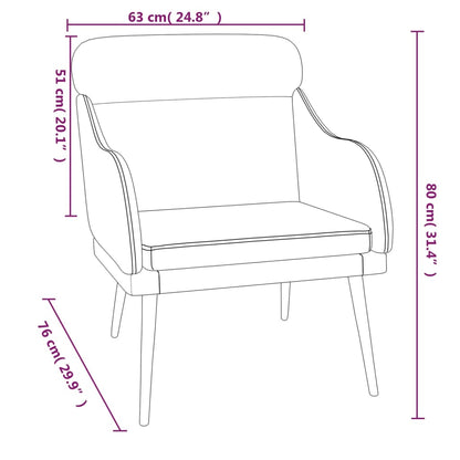 Cadeira com apoio de braços 63x76x80 cm veludo cor creme