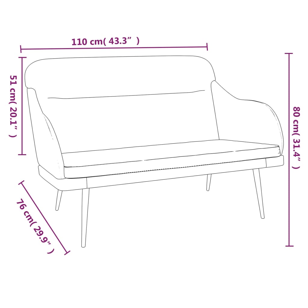 Banco 110x76x80 cm veludo cinzento-claro