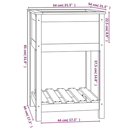 Vaso/floreira com prateleira 54x54x81 cm pinho maciço branco