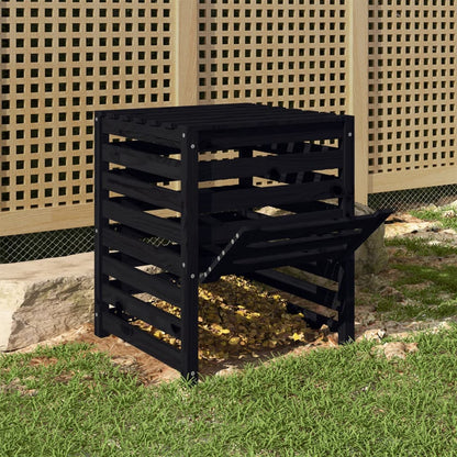 Caixote de compostagem 63,5x63,5x77,5 cm pinho maciço preto