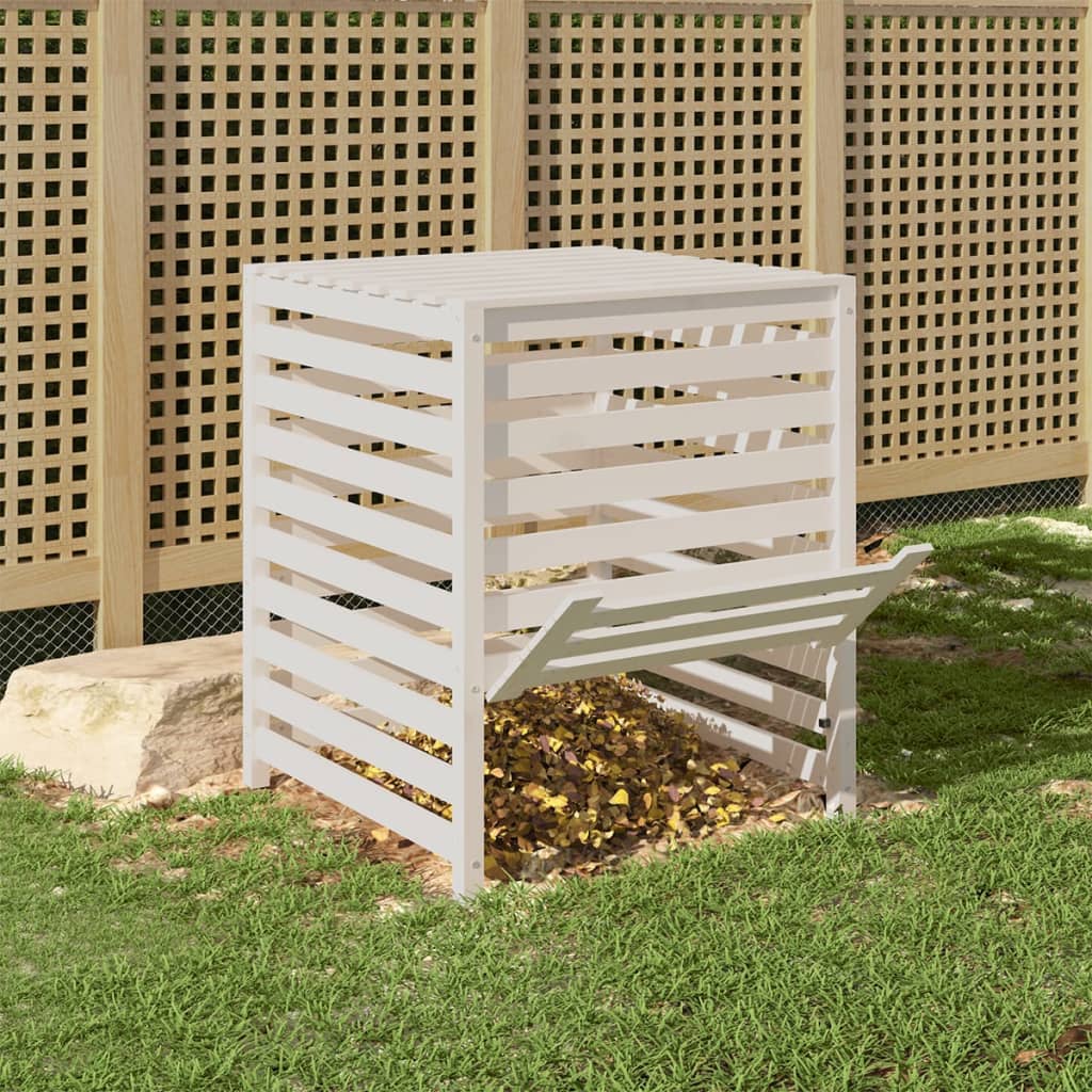 Caixote de compostagem 82,5x82,5x99,5cm pinho maciço branco