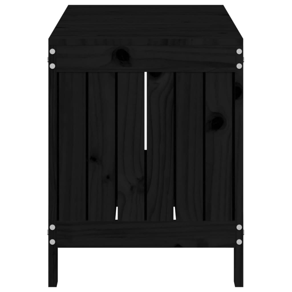 Caixa de arrumação jardim 108x42,5x54 cm pinho maciço preto