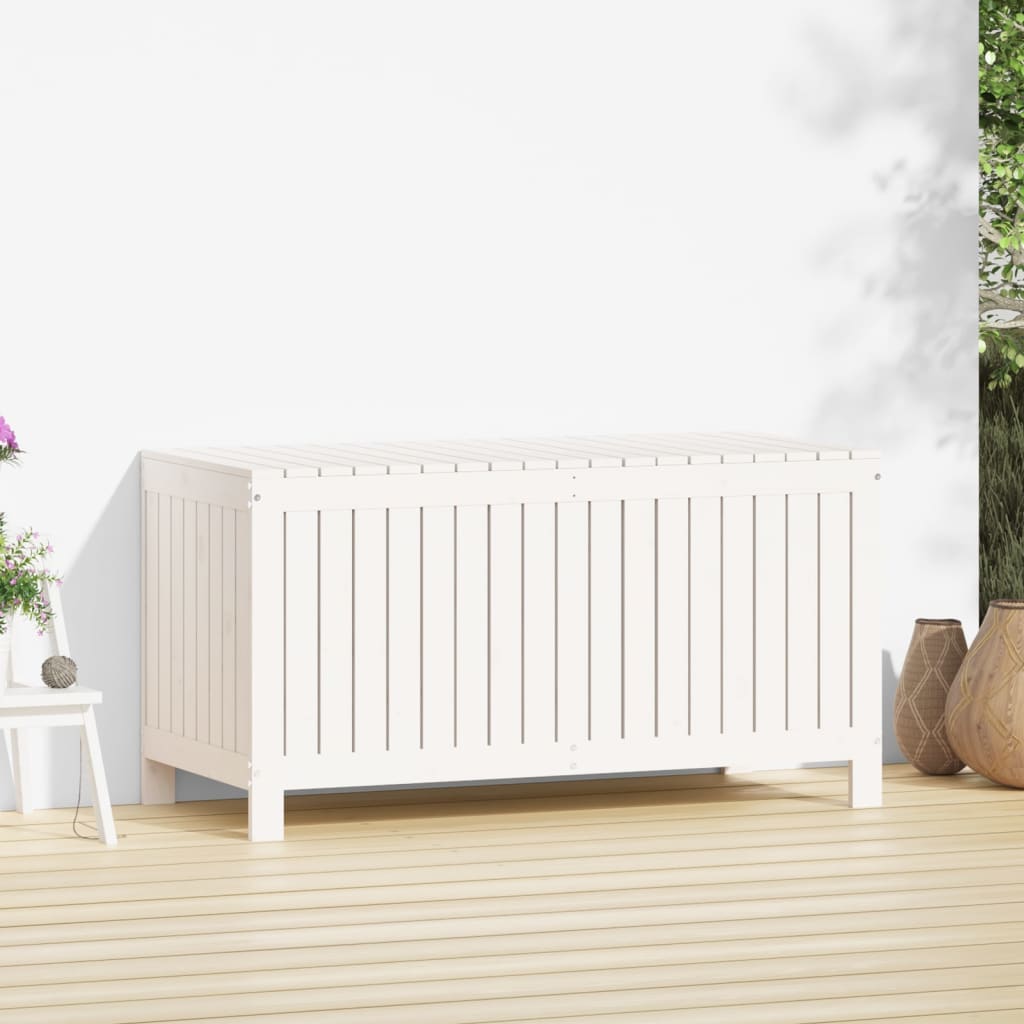 Caixa de arrumação jardim 121x55x64 cm pinho maciço branco