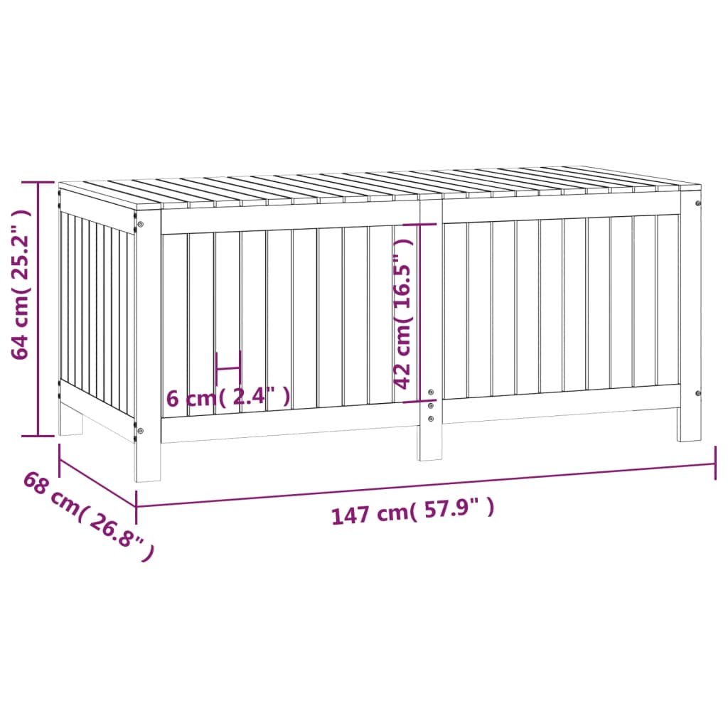 Caixa de arrumação jardim 147x68x64 cm pinho maciço cinzento