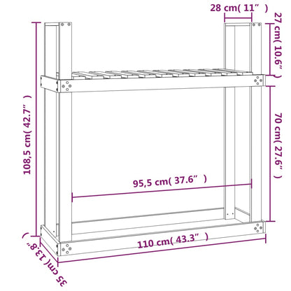 Suporte para lenha 110x35x108,5 cm pinho maciço cinza