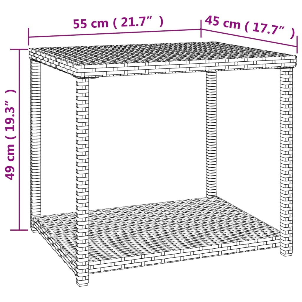 Mesa de apoio 55x45x49 cm vime PE preto