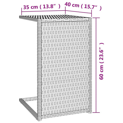 Mesa em C 40x35x60 cm vime PE preto