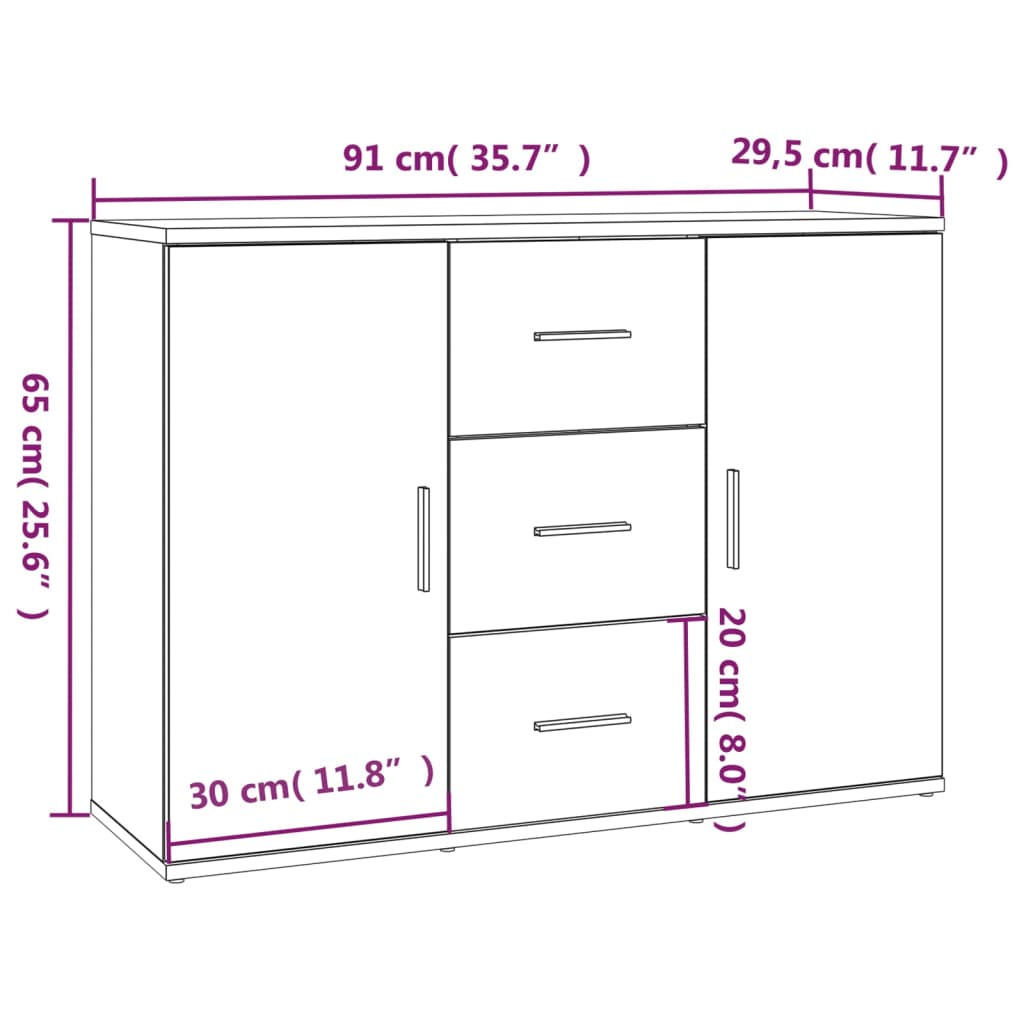 Aparador Mia de 91 cm - Branco - Design Moderno