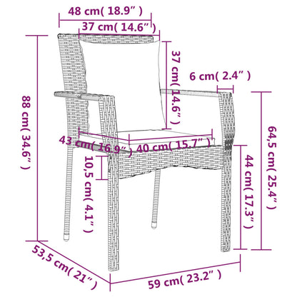 Cadeiras de jardim c/ almofadões 4 pcs vime PE cinzento