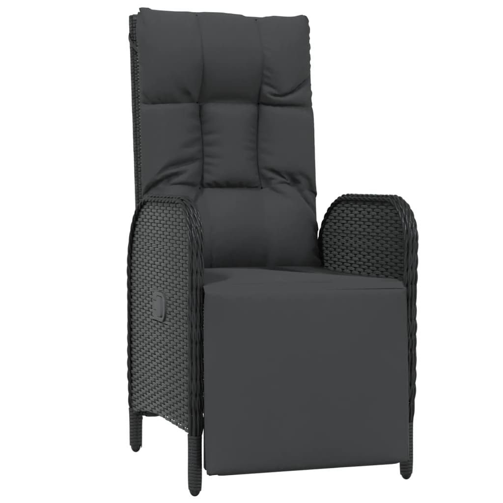 Poltronas reclináveis exterior c/ almofadões 2pcs vime PE preto