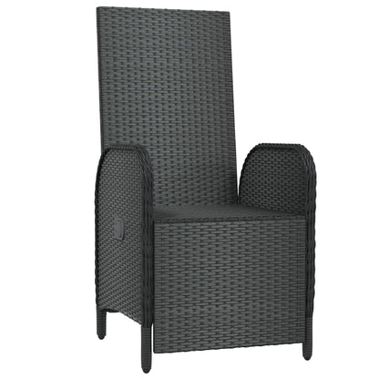 Poltronas reclináveis exterior c/ almofadões 2pcs vime PE preto