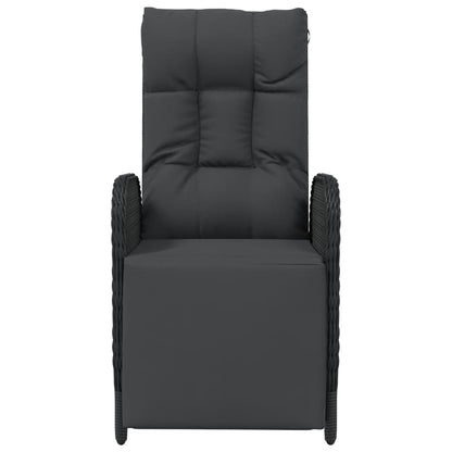 Poltronas reclináveis exterior c/ almofadões 2pcs vime PE preto