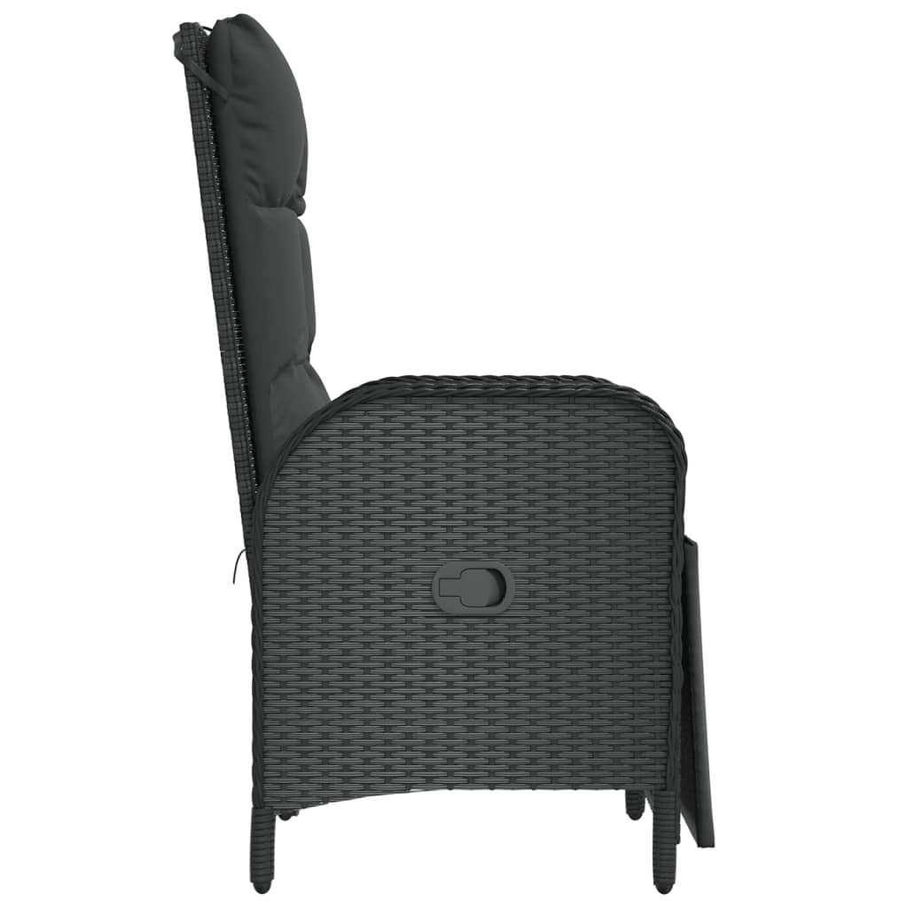 Poltronas reclináveis exterior c/ almofadões 2pcs vime PE preto