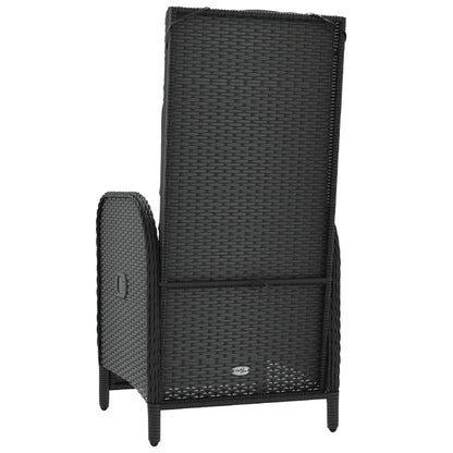 Poltronas reclináveis exterior c/ almofadões 2pcs vime PE preto