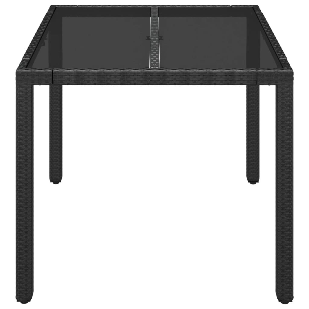 Mesa de jardim com tampo de vidro 90x90x75 cm vime PE preto