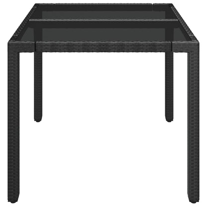 Mesa de jardim com tampo de vidro 90x90x75 cm vime PE preto