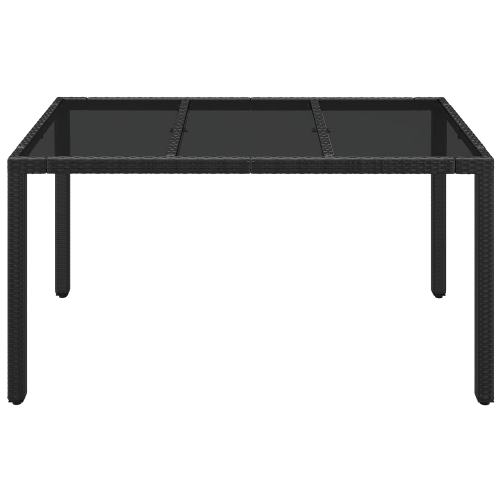 Mesa de jardim com tampo de vidro 150x90x75 cm vime PE preto