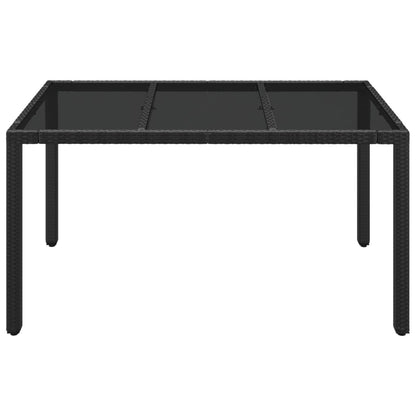 Mesa de jardim com tampo de vidro 150x90x75 cm vime PE preto