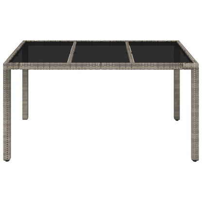 Mesa de jardim com tampo de vidro 150x90x75 cm vime PE cinzento