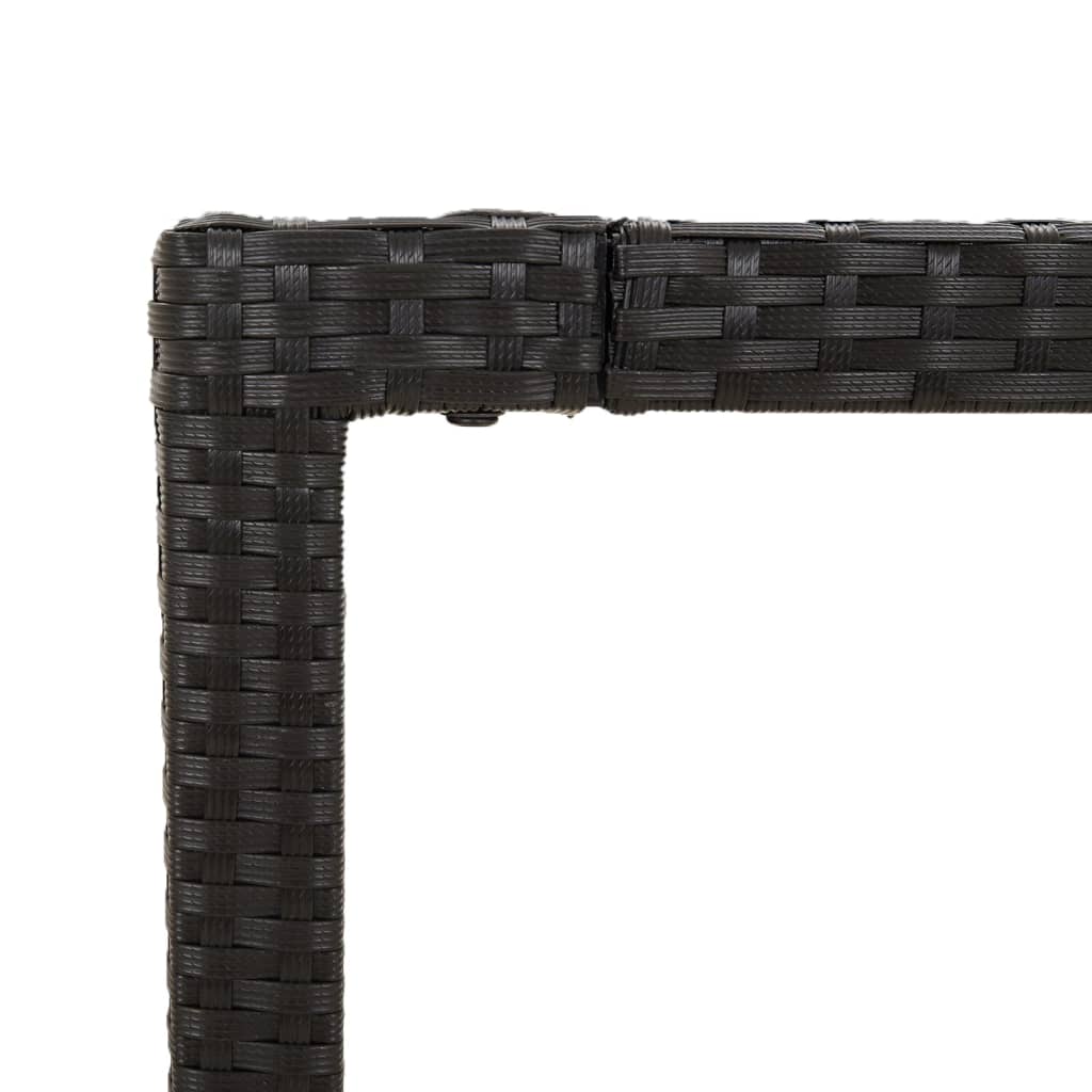 Mesa de jardim com tampo de madeira 150x90x75 cm vime PE preto