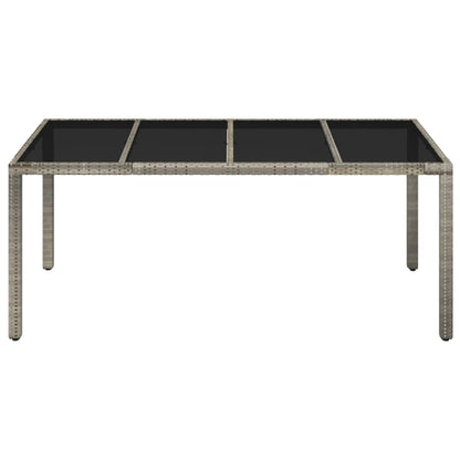 Mesa de jardim com tampo de vidro 190x90x75 cm vime PE cinza