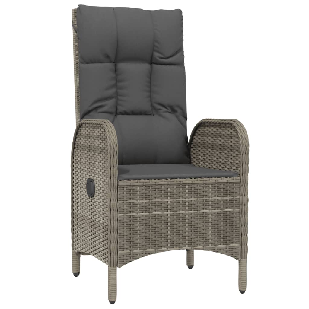 3 pcs conjunto lounge de jardim c/ almofadões vime PE cinzento