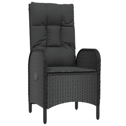 3 pcs conjunto lounge de jardim c/ almofadões vime PE preto