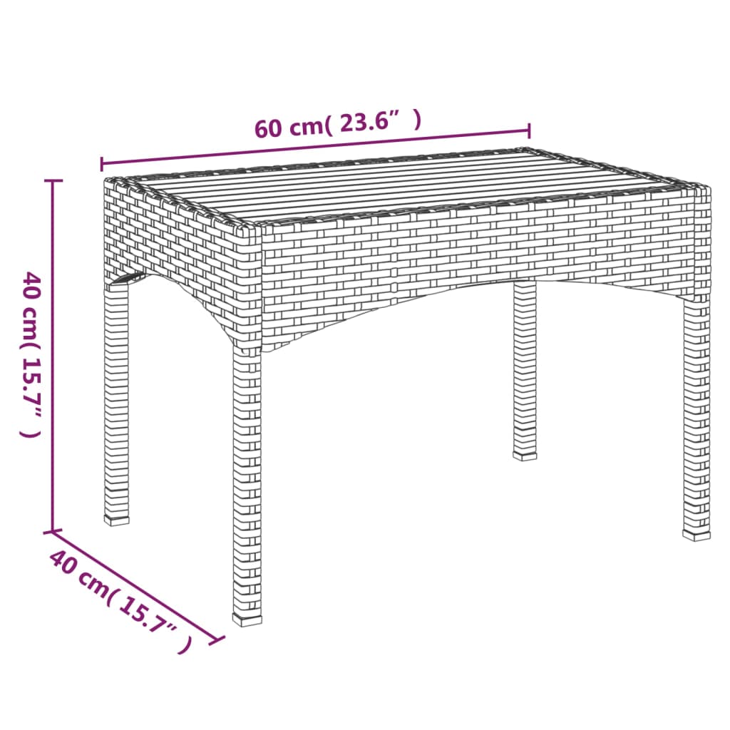 Poltronas de jardim reclináveis 2 pcs com mesa vime PE cinza