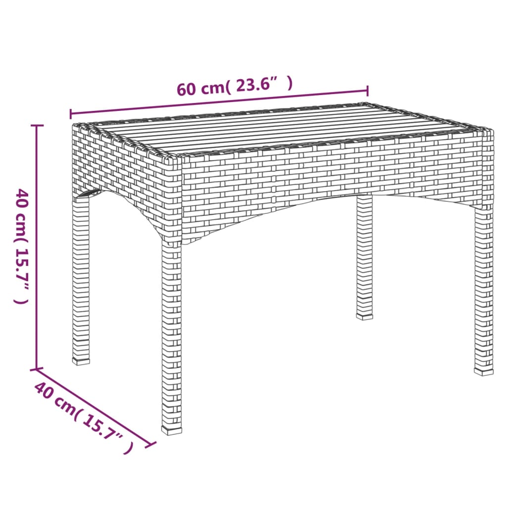 Poltronas de jardim reclináveis 2 pcs com mesa vime PE preto