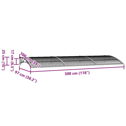 Toldo de porta cinzento 300x100 cm policarbonato