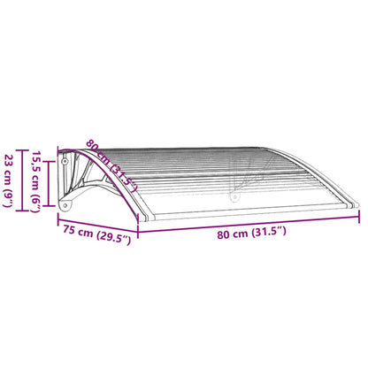 Toldo para porta 80x80 cm policarbonato cinzento e transparente