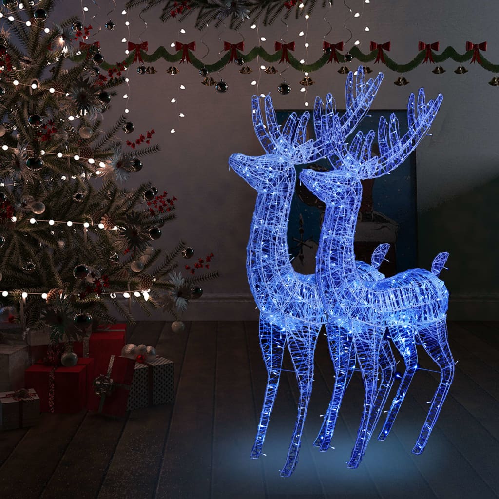 Renas de Natal XXL 2pcs 250 LEDs 180 cm acrílico azul