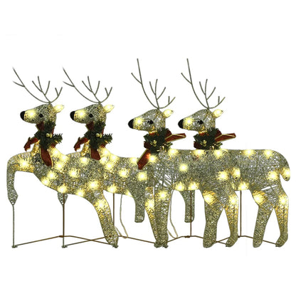 Renas de Natal 4 pcs 80 luzes LED dourado