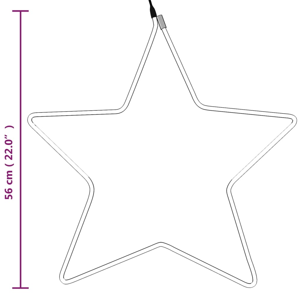 Figura natalícia de estrelas + 48 LEDs 3pcs 56 cm branco quente