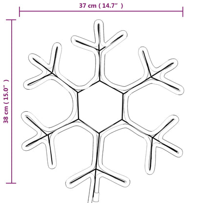 Figuras de flocos de neves com LEDs 2pcs 38x37 cm branco quente