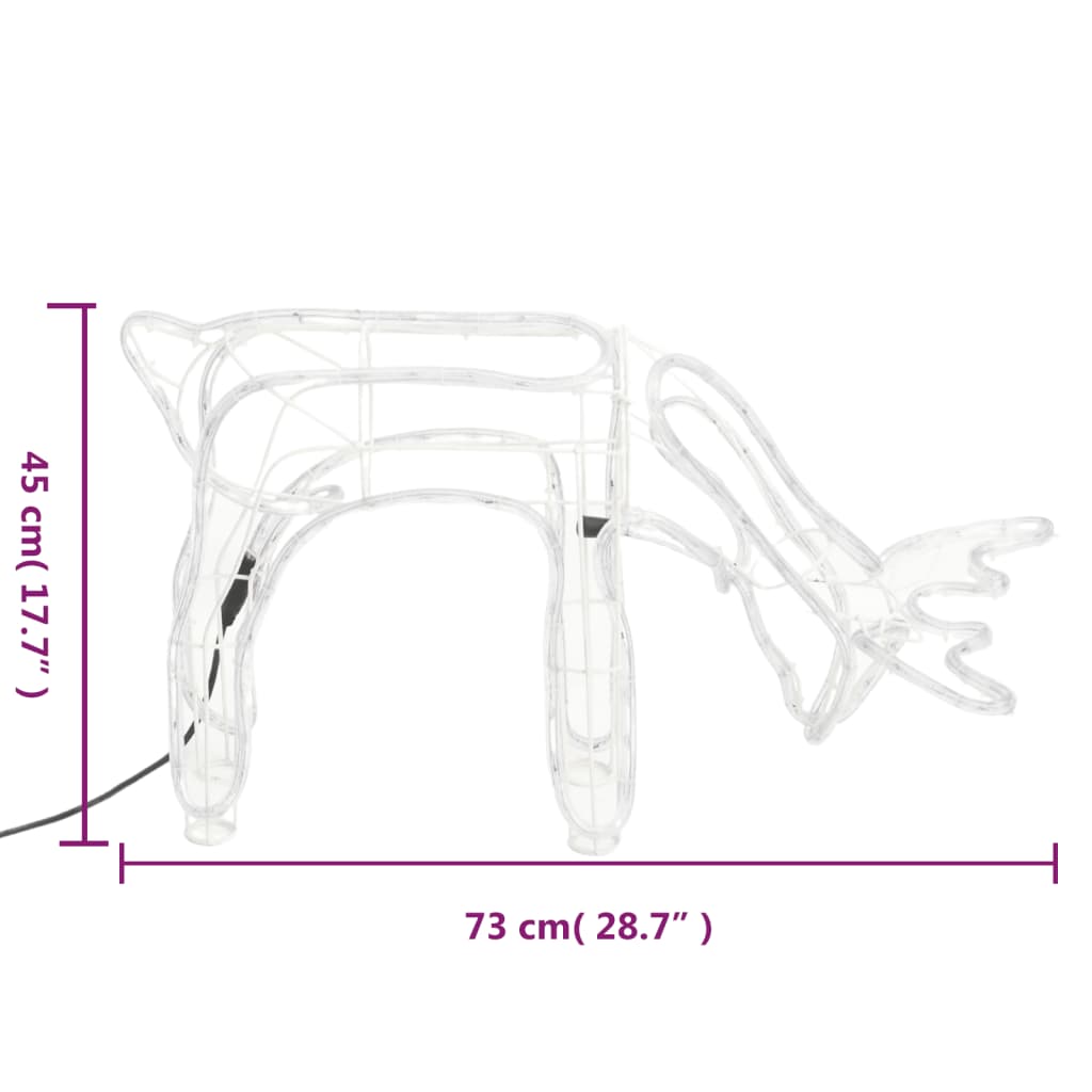 Figuras de rena de Natal 3 pcs 73x31x45 cm branco quente