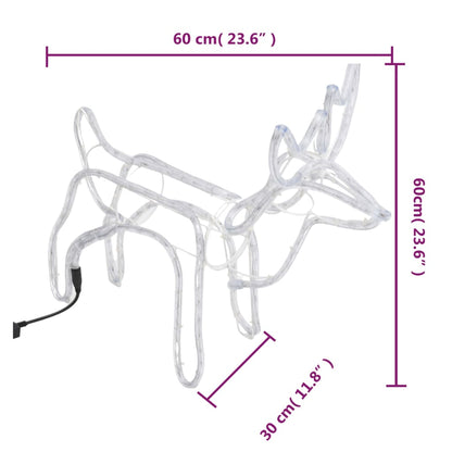 Figuras de rena de Natal 2 pcs 60x30x60 cm branco frio