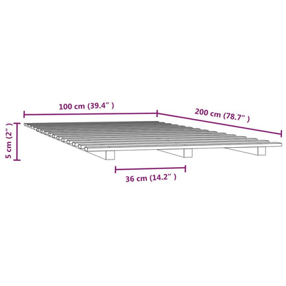 Estrutura de cama 100x200 cm madeira de pinho maciça branco