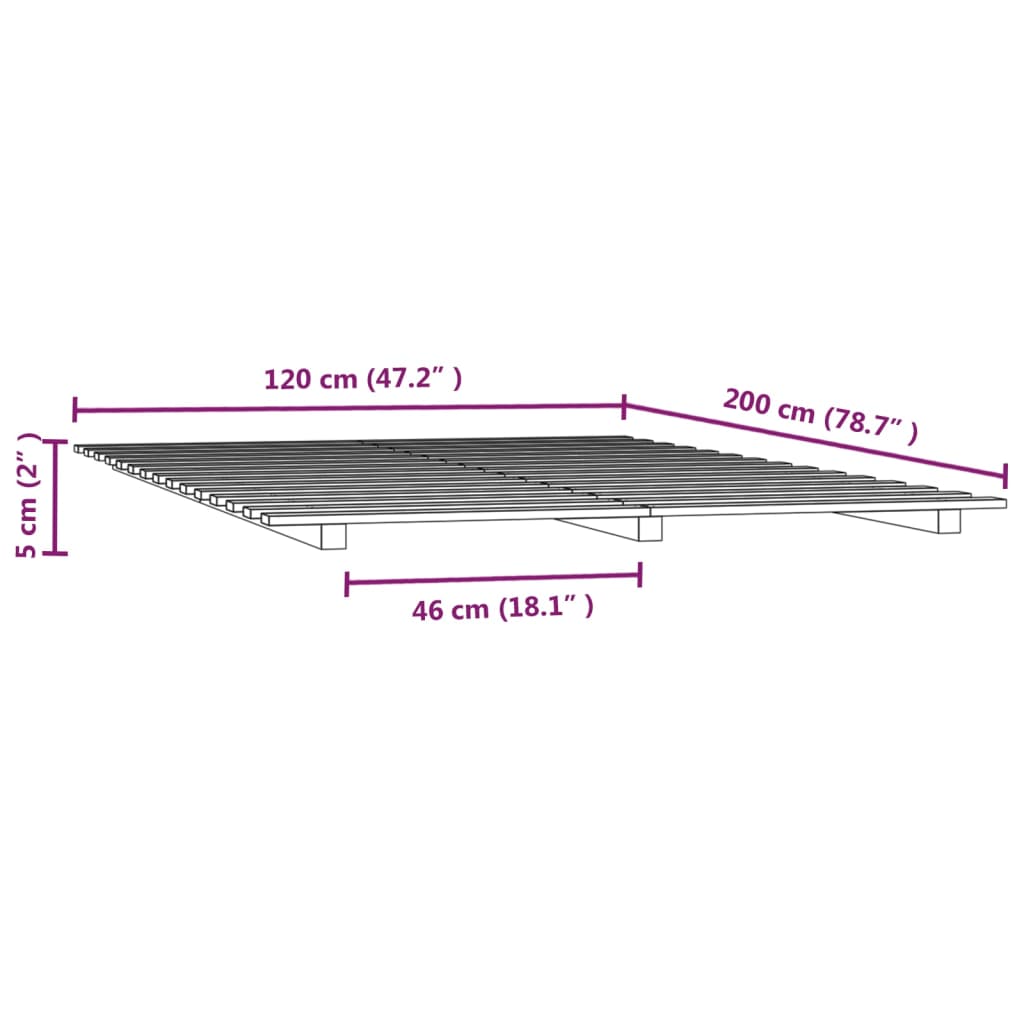 Estrutura de cama 120x200 cm madeira de pinho maciça branco2