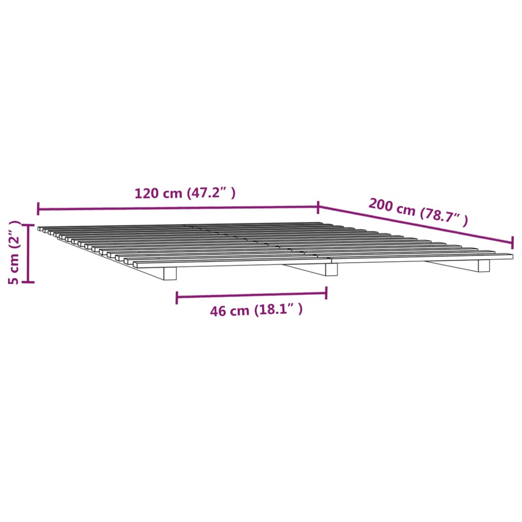 Estrutura de cama 120x200 cm pinho maciço castanho mel